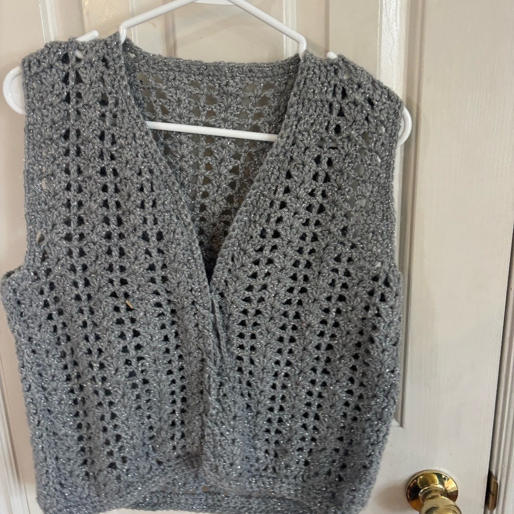 Vintage hand knit sparkle vest